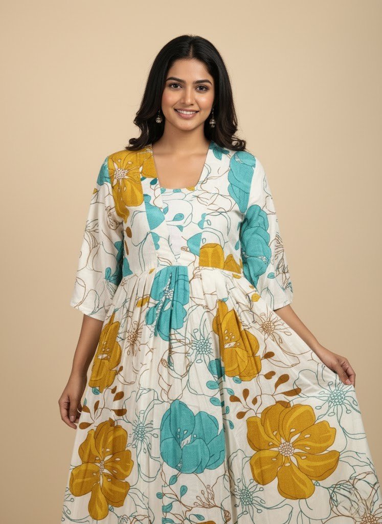 The Gardenia Bloom Premium Cotton Maxi Dress - Image 2