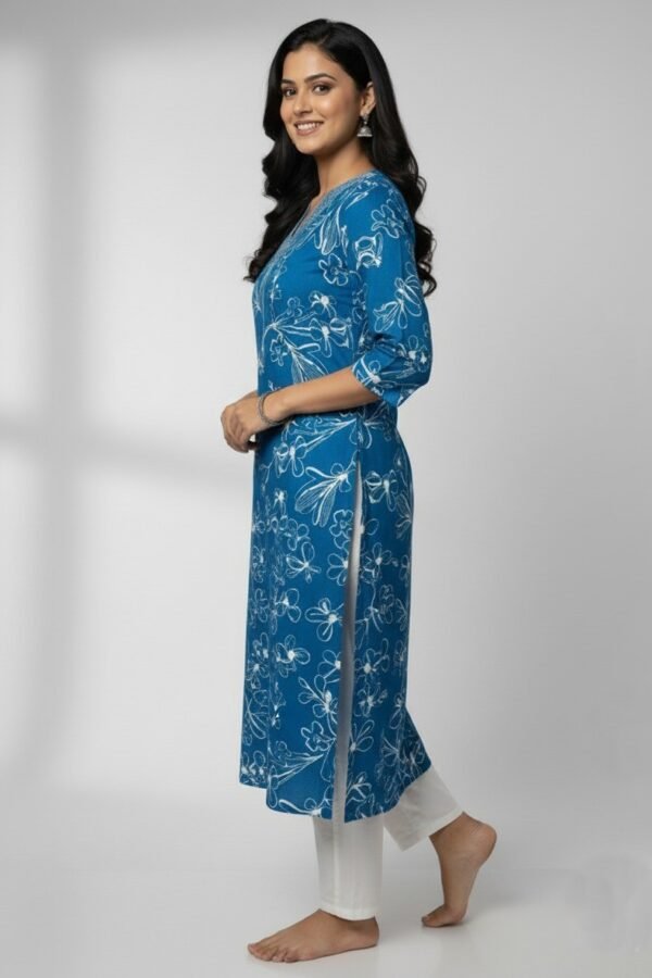 The Jaipuri Blue Hand-Printed Kurti