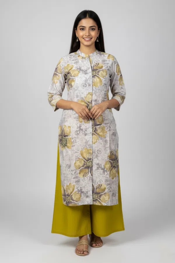Floral Printed Rayon Kurti and Palazzo Set