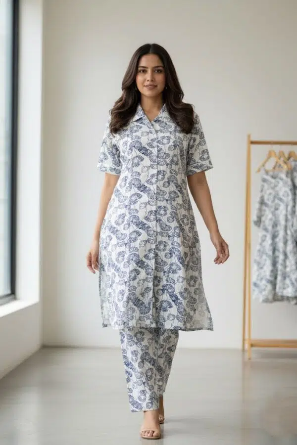 Blue & White Botanical Print Co-ord Set