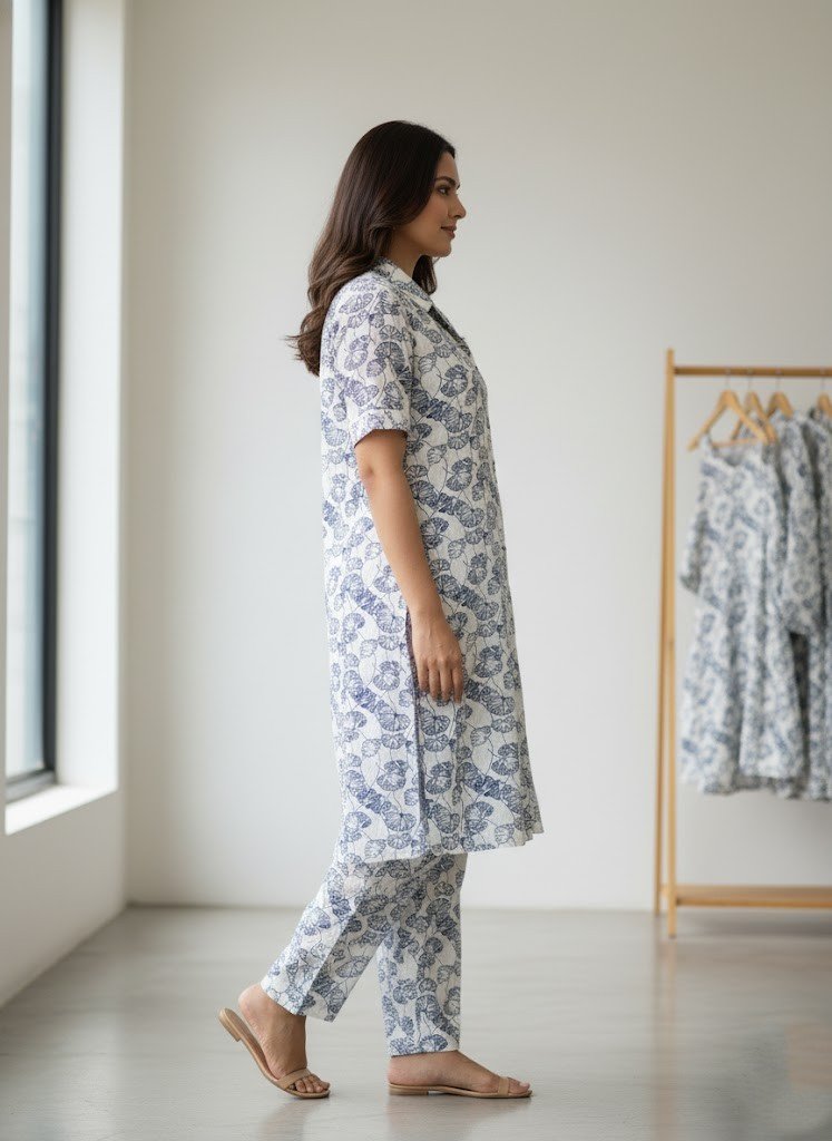 Blue & White Botanical Print Co-ord Set - Image 3