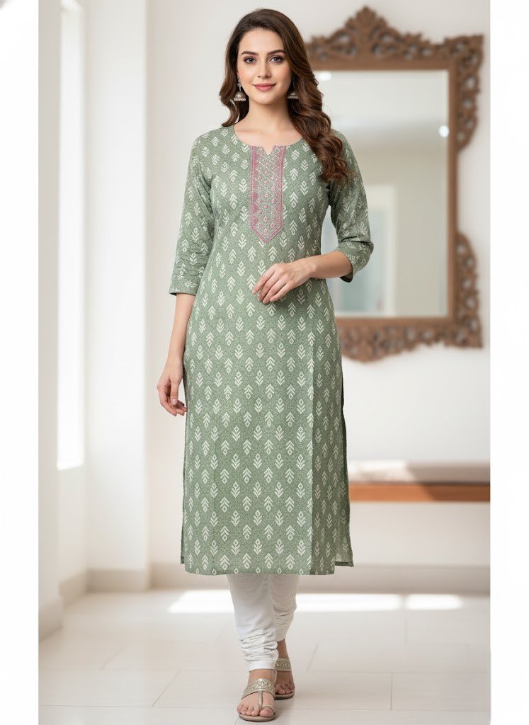 Avaasa Premium Rayon Printed & Embroidered Kurti - Image 2