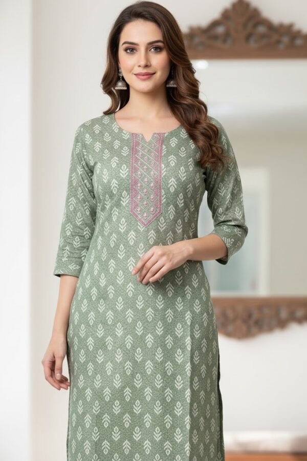 Avaasa Premium Rayon Printed & Embroidered Kurti