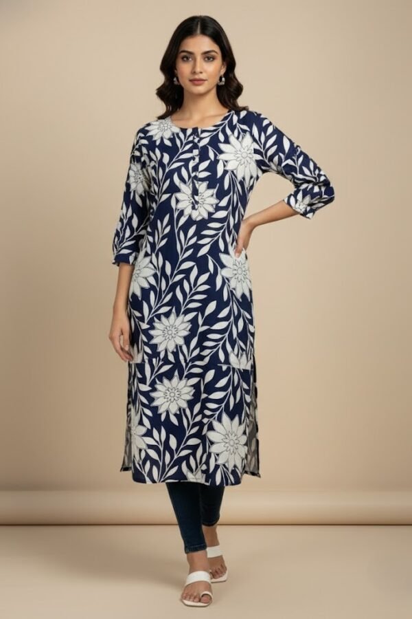 Indigo Bloom Premium Rayon Kurti